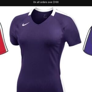 0413 NWT Nike Dri-Fit Women's Purple Lacrosse Jersey Short Sleeve V-Neck